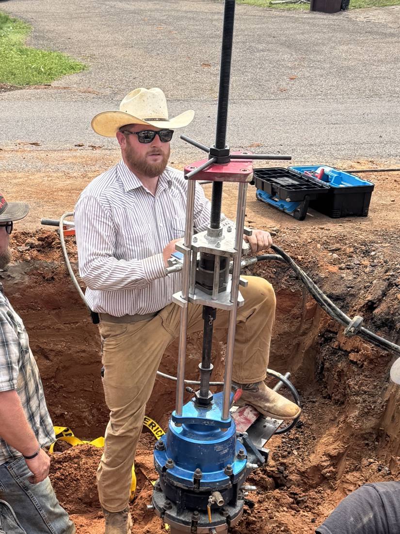 Owner Ben Chambers setting up an insertion valve install