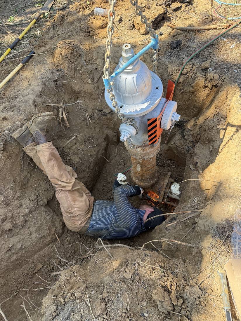 Fire hydrant replacement, cutting out the old connection