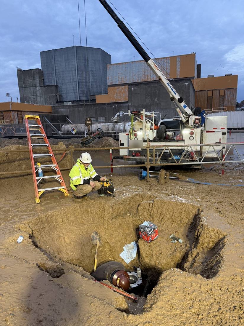 Insertion valve install at a secure industrial facility
