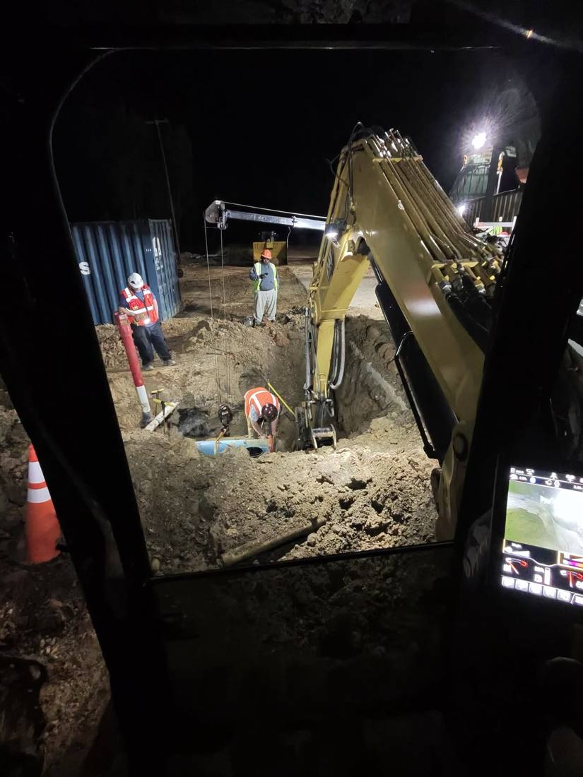 Overnight repair under work lights